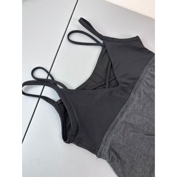 Lululemon Ivivva girls 8 black grey athletic tank top built in bra - Picture 5 of 6
